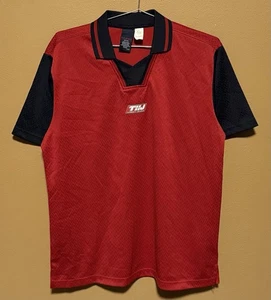 Vintage Y2K Tommy Jeans Polo Short Sleeve Jersey Shirt Red - Mens Size Large - Picture 1 of 3