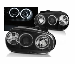 headlights for VW GOLF 4 1997 1998 1999 2000 2001-2003 angel eyes CCFL black LHD - Afbeelding 1 van 3