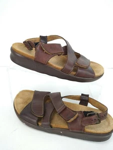 SAS Huggy Tripad Comfort Brown Leather Sandals Adj Straps USA Made Women Sz 7.5M - Picture 1 of 10