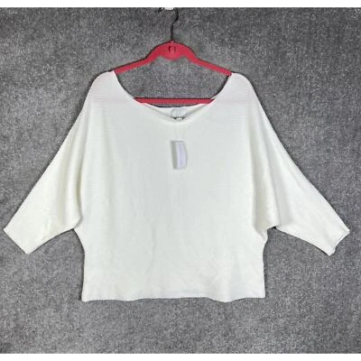 Suéter New York & Co Mujer Talla XL Blanco Acanalado Pullover Manga 3/4 Nuevo con Etiquetas Foto 1 de 4