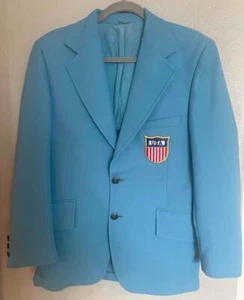 Vintage 70er Sears Men's Store The Traveller Strick Herren Blau Blazer USA Patch - Bild 1 von 6