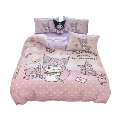 Kuromi Bedtime Sleep 100% Cotton Quilt Donna Cover Sheet Pillowcases 4pcs QUEEN - image 1 of 2