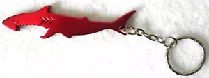 RED ALUMINUM OPEN MOUTH SHARK BOTTLE OPENER KEY CHAIN RING BRAND NEW ! - Picture 1 of 2