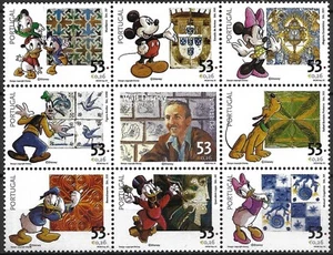 PORTUGAL - 2001 MNH "Walt Disney 100 Aniversario" Juego Completo En BLOQUE!! - Imagen 1 de 1