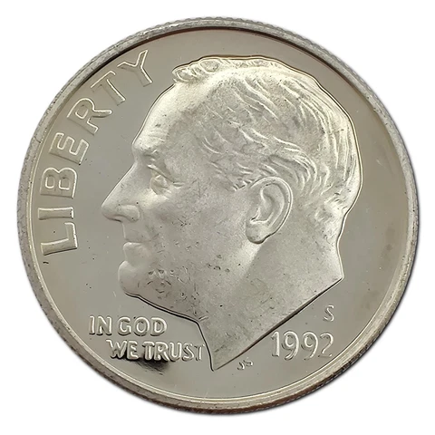 1992-S Proof Roosevelt Dime 90% Silver Cover