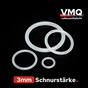 O-Ringe Dichtringe Ø 4 - 94 mm / Schnurstärke 3 mm / VMQ 55 Lebensmittelecht - Picture 1 of 6