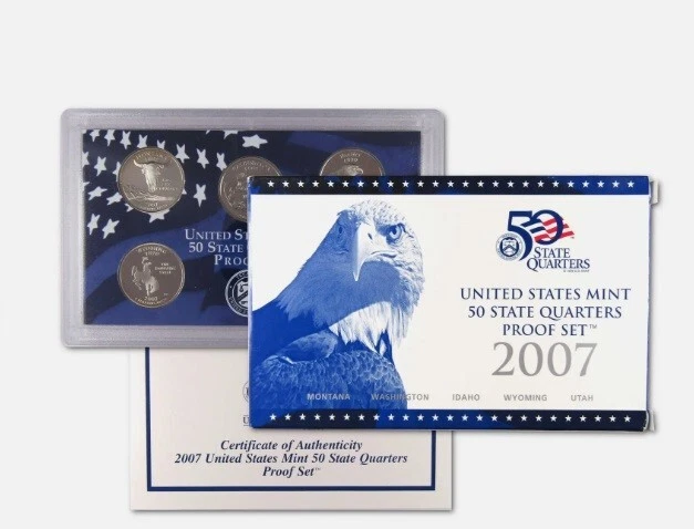 2007 S State Quarter Gold Toned Clad Proof Set U.S. Mint Packaging OGP COA - Image 1 of 1