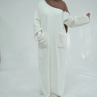 Oriente Medio Otoño e Invierno Suave Grueso Tejido Suelto Suéter Vestido Bata Abaya Foto 1 de 4