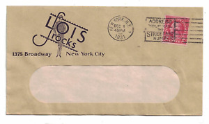1931 New York, NY Cover w Cachet Advertising Women's Clothing by "Lois Frocks"