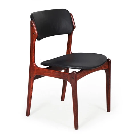 Danish Modern Rosewood & Black Leather Side Chair Model 49 by Erik Buch Cover