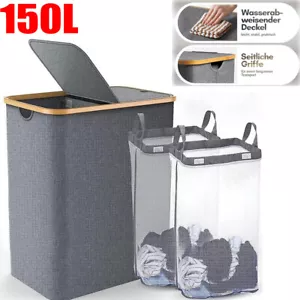 Wäschekorb 150l Wäschesammler Wäschebox mit Deckel Schmutzwäschebehälter Stoff - Bild 1 von 10