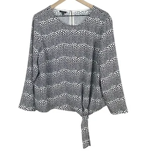 Camicia Talbots donna 2XP Plus Petites nero bianco cravatta orlo Lagenlook business - Foto 1 di 14