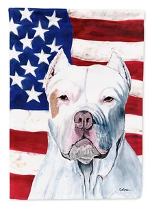 Caroline's Treasures SC9026CHF USA American Flag with Pit Bull House Flag Lar... - Picture 1 of 7
