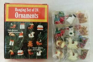 24 Vintage Miniature Christmas Tree Ornaments Giftco Dollhouse 1/2" Tall NOS 