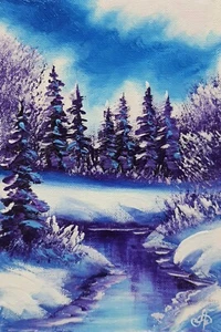 Ukrainischer Künstler Landschaft Original Ölgemälde Wandbild Home Winter Deko Geschenk - Bild 1 von 21