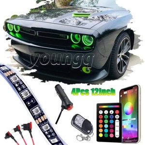 Bluetooth RGB Demon Eye Halo LED Light DRL Angel Eye for 08-20 Dodge Challenger - Picture 1 of 12