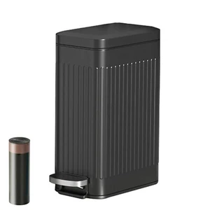 Bathroom Trash Can with Lid Soft Close, 10 Liter Slim Stainless Steel Garbage Ca - Picture 1 of 8