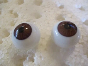 24mm Brown Vintage Round Handblown Glass Eyes Hollow  13.5 mm Iris     P591 - Picture 1 of 3