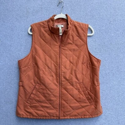 Chaleco Orvis Mujer Grande Naranja Acolchado Forrado con Diamantes Ajustable Cremallera Completa Foto 1 de 4