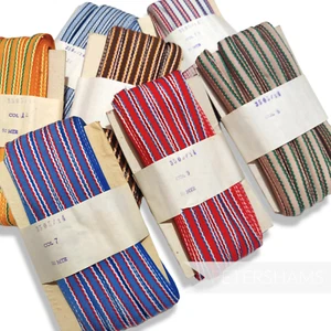 Vintage 14mm 1960's Cotton Woven Border Stripe Ribbon -1m - For Hat Trimming - Picture 1 of 35