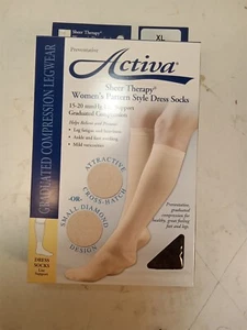 Activa Sheer Therapy Calze eleganti da donna con motivo, Nero, 15-20 MMHG - Foto 1 di 18
