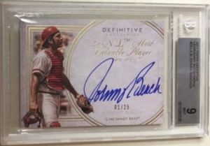 2017 Topps Definitive Collection Johnny Bench Legendary Auto #1/25 Cin Reds!