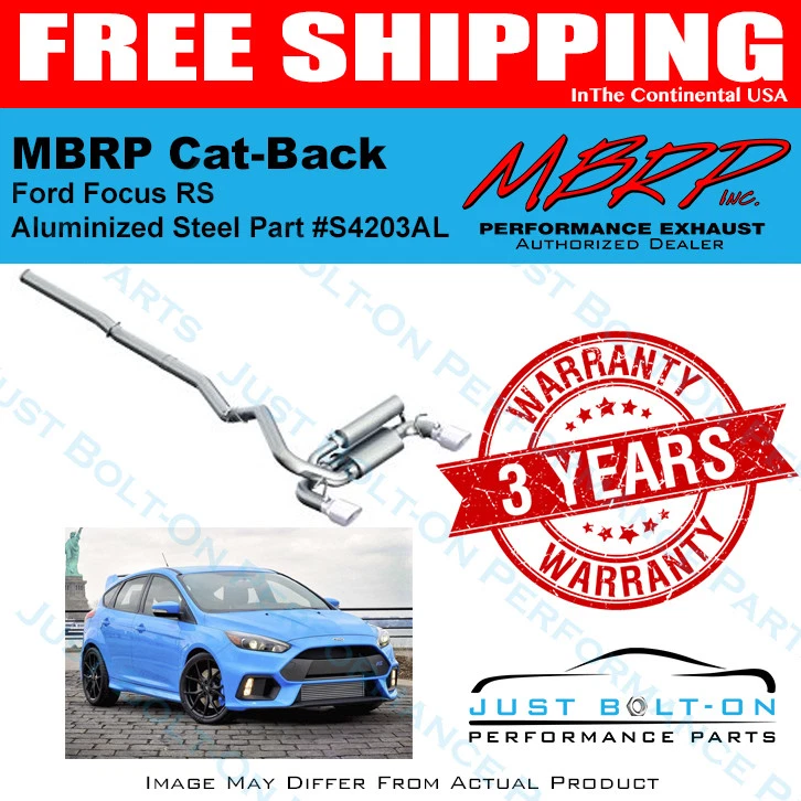 MBRP Aluminized 2016-2018 Ford Focus RS 3in Cat Back Dual Outlet Exhaust S4203AL - Image 1 of 1