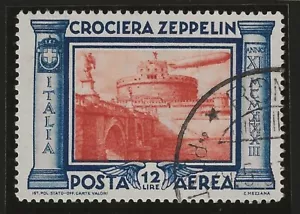 1933 Regno d'Italia - Crociera Zeppelin 12 l. annullo originale firmato Colla - Imagen 1 de 2