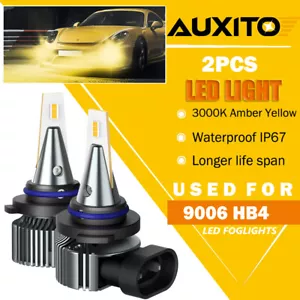 9006 LED Fog Driving Light Super Bright 3000K Golden Yellow Canbus Free Return - Foto 1 di 12