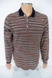 "Top polo Missoni para hombre con cuello talla L manga larga multicolor a rayas P2p 23""" - Imagen 1 de 9