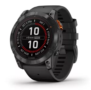Garmin Fenix 7X PRO Solar 51 mm Multisport GPS Smartwatch schiefergrau mit schwarzem Band - Bild 1 von 6