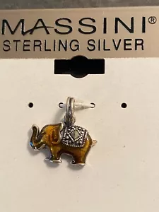New Sterling Silver 925 Massini Elephant Charm/Pendant .5" - Picture 1 of 2