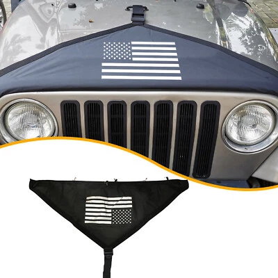 For Jeep Wrangler TJ 1997+ US Flag Black Front Hood Bra Cover T-Style Protector Foto 1 de 4
