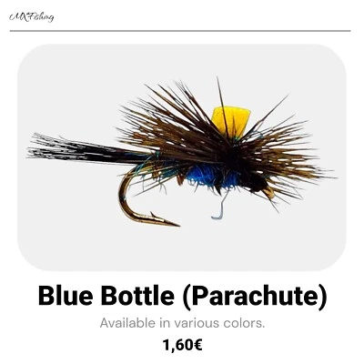 3 Stück Blue Bottle Parachute Trockenfliegen Fliegenfischen Angelköder Forelle - Bild 1 von 2
