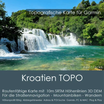 Kroatien Topo Karte 10m Höhenlinien 4GB microSD für Garmin Navi, PC & MAC - Bild 1 von 4