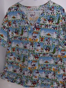 Life   - winter friends scrub top - XX Large - Picture 1 of 3