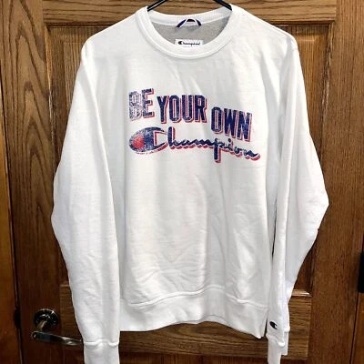 Champion Crewneck Hoodie "Be Your Own Champion" Cozy Lined Athletic Men's S - Image 1 of 4