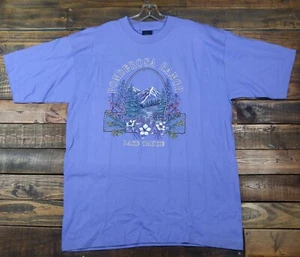 Neu Vintage 90s PONDEROSA RANCH Lake Tahoe Graphic Lavender T-Shirt Size XL - Bild 1 von 6