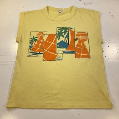 CAMISETA HAWAI VINTAGE 50/50 Hecha en EE. UU. California VELERO PLAYA Para Hombres M Foto 1 de 4