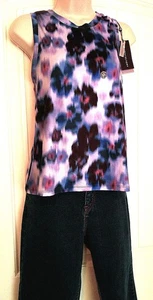 Traj3ctory Eco-Friendly Blurry Floral Print Activewear Top, Round Neck, M, NWT - Picture 1 of 9