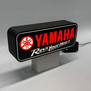 Yamaha Revs your hear  LED garage sign 10"wide  Wall shelf desk Decor  gift  art - Picture 1 of 6