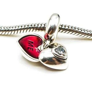 PANDORA You And Me Ciondolo Cuore Argento Sterling con Smalto Rosso - Foto 1 di 7