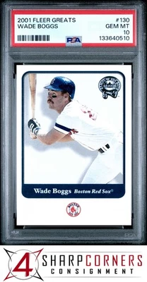 2001 FLEER GREATS #130 WADE BOGGS RED SOX HOF PSA 10 - Image 1 of 3