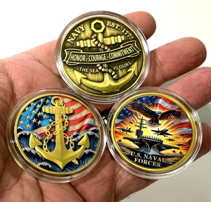 3 Stück💥 USA - US Navy Münzen Brandneu - Bild 1 von 9