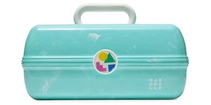 On-The-Go Girl Makeup Box, Turquoise on Marble, Hard Plastic Makeup Organizer... - Picture 1 of 3