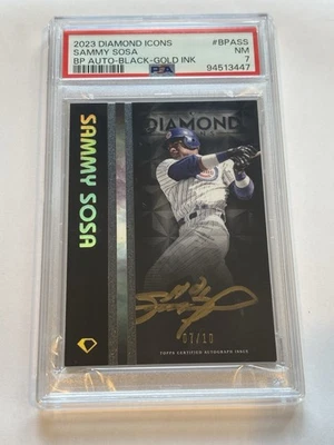 2023 Topps Diamond Icons Sammy Sosa /10 Gold Auto Black #BPA-SS PSA 7 - Image 1 of 2