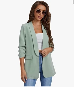 Women's  Casual Pocketed Blazer Office Open Front 3/4 Sleeve Work Suit XL T7 - Picture 1 of 3