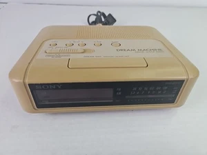 Vintage Sony Dream Machine ICF-C240 AMFM LED AlarmClock Radio Tan NoBat Cover(A) - Picture 1 of 10