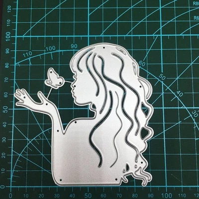 Mädchen und Schmetterlinge Stanzschablone zum Selbermachen Handprägen und Bast - Bild 1 von 4