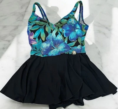 Женский купальный костюм Longitude цельный беспроводной тропический размер 12 большая юбка - Изображение 1 из 4